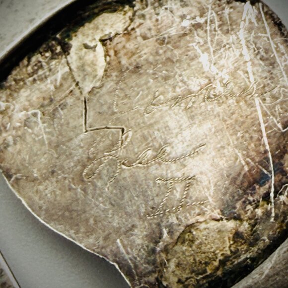 Vintage Sterling Turquoise Cuff — Etch Signed “James Lee II,” 18g - Picture 5 of 5